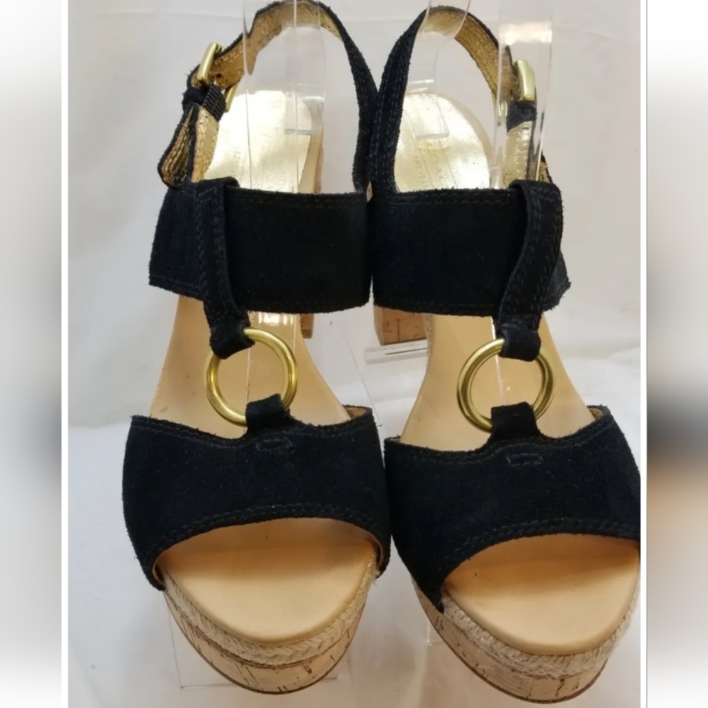 Coach Valeann Suede Leather Cork Platform Block Heel Strappy Sandal, 10,… - Picture 4 of 10